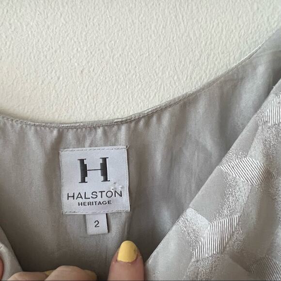 Halston Heritage Silver Silk Tiered Mini Dress - Picture 3 of 7